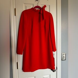 NWT Calvin Klein Orange Bow Neck Dress Gold Zipper Size 6